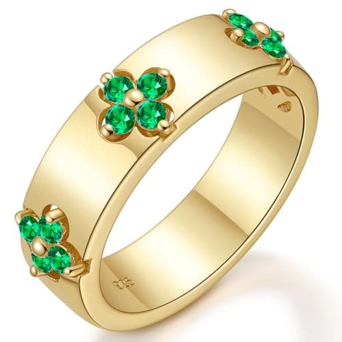 TIMELESSSTAR Clover Moissanite Rings for Women Gifts Premium Moissanite(D Color VVS1 Clarity 3EX Cut) 925 Sterling Silve