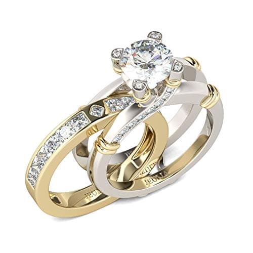 Jeulia Diamond Band Rings for Women CZ Sterling Silver Interchangeable Ring Sets Engagement Wedding Anniversary Promise