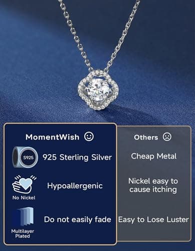 MomentWish Heart Necklace for Women, Sparkling Gift for Her 925 Sterling Silver Dance Necklace for Anniversary Christmas