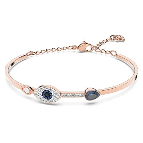 Swarovski Women's Symbolica Evil Eye Bangle Bracelet: Blue Crystal, Mixed Metal Finish, Medium Fit