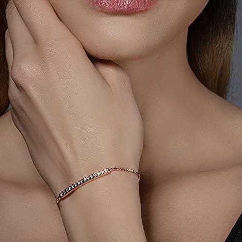 Namana Swarovski Crystal Bar Bracelet - Gold Plated for Women - Evening Events and Casual Wear - Sparkling Cube Chain w