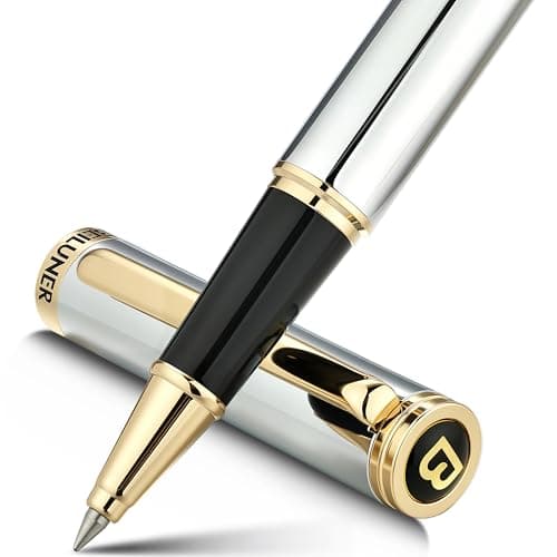 BEILUNER Luxury Rollerball Pen, Stunning Silver Chrome with 24K Gold Finish, Professional Gift Pen for Men & Women
| BE