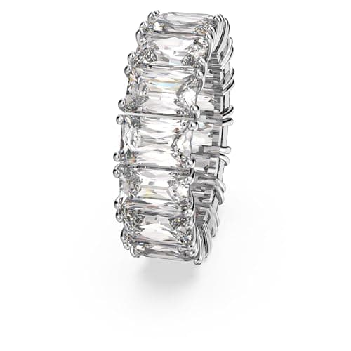 Swarovski Matrix Vittore Ring: Rectangular Cut Clear Rhodium Finish for Women Vintage Inspired Designs 0.92ct Diamonds