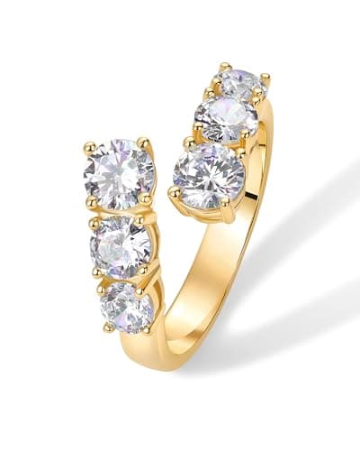 PAVOI 14K Gold Plated Cubic Zirconia Crossover Chunky Eternity Ring for Women | Elegant Open Twist Stackable Bands | Sta