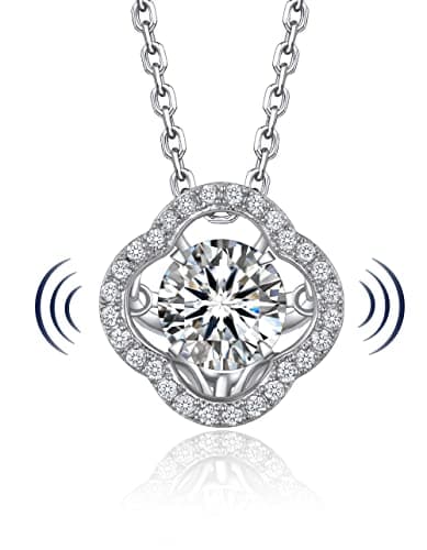 MomentWish Heart Necklace for Women, Sparkling Gift for Her 925 Sterling Silver Dance Necklace for Anniversary Christmas