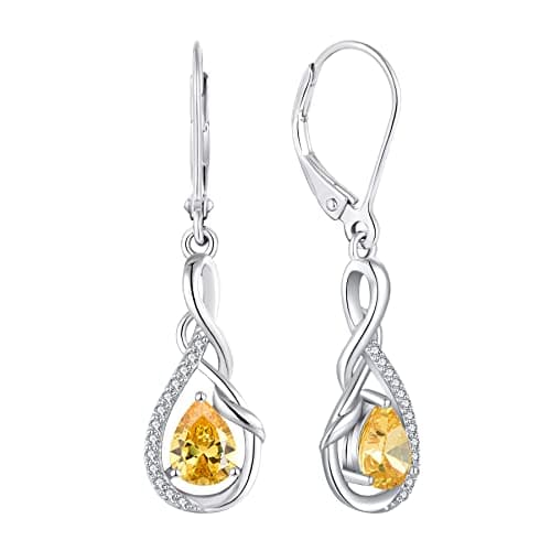 Sterling Silver Infinity Dangle Drop Earrings for Women Evening Parties
| Twisted Gemstone Sterling Silver Leverback Ea