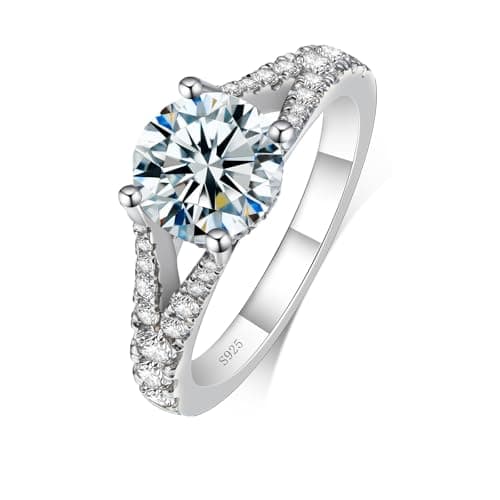 DAKKXN Moissanite Engagement Rings for Women: Round Cut VVS1 D Color Moissanite Ring, Perfect for Everyday Wear and Wedd
