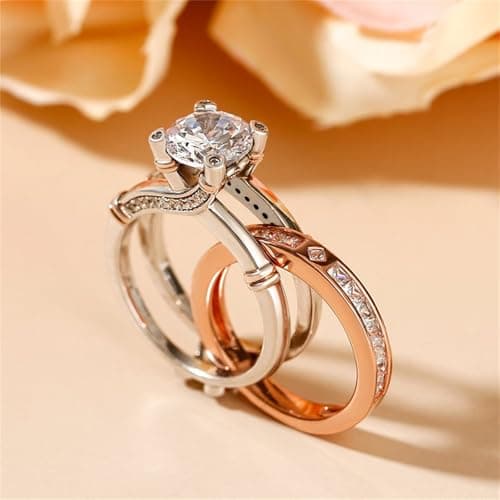 Jeulia Diamond Band Rings for Women CZ Sterling Silver Interchangeable Ring Sets Engagement Wedding Anniversary Promise
