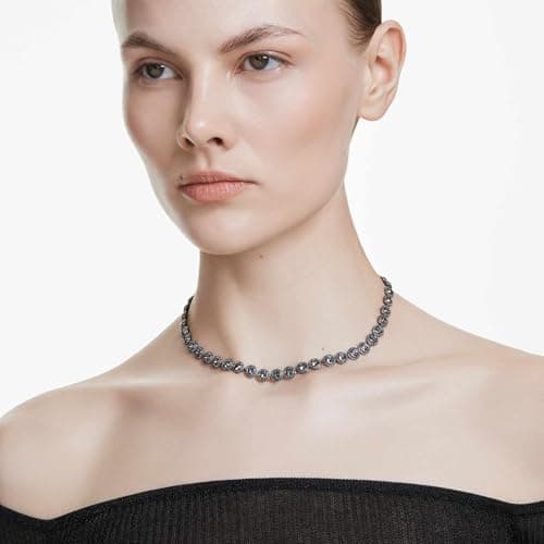Swarovski UNA Angelic Tennis Necklace - Round Cut Clear Gold-Tone Finish for Women on Court