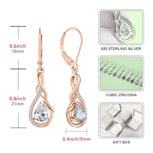 Sterling Silver Infinity Dangle Drop Earrings for Women Evening Parties
| Twisted Gemstone Sterling Silver Leverback Ea