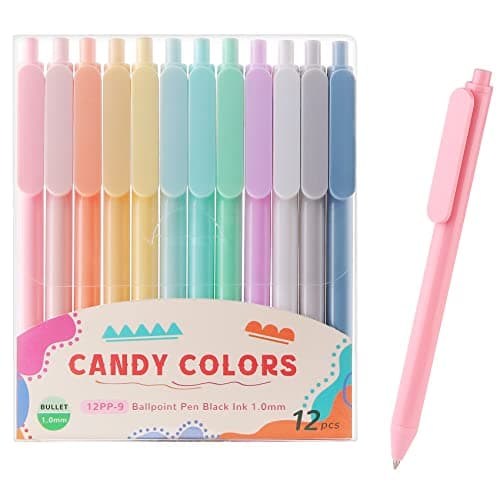 WY WENYUAN Comfortable Pastel Retractable 12-Pcs Ballpoint Pens for Women Office Gift
| WY WENYUAN Black Ink Medium Poi