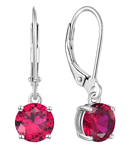 YL Women's Solitaire Dangle Drop 925 Sterling Silver Birthstone Jewelry
| YL Women's 925 Sterling Silver Round Leverbac