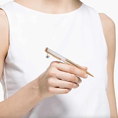Swarovski Evil Eye Ballpoint Pen, White Color, Rose-Gold Tone Plated, Elegant Writing Tool for Fashionable Ladies at Of