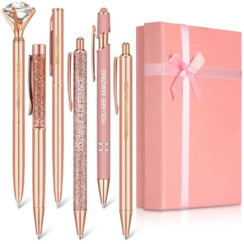 Yeaqee Blue Diamond Ballpoint Pen Set for Women Gift 2025 Crystal Motivational Office Supplies with Gift Box Nurse Teach