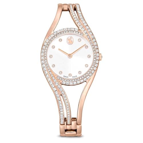 Swarovski Hyperbola Bangle Watch for Women, Swiss Made, Rose Gold Tone, Elegant Jewelry for Special Occasions, 316L Stai