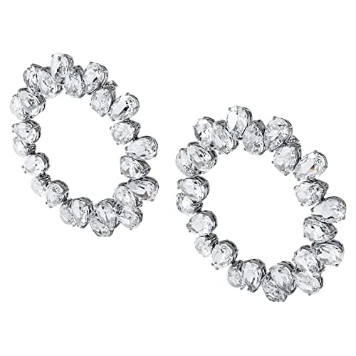 Swarovski Millenia Pierced Hoop Earrings Rhodium Finish Clear Crystals For Women Evening Party Jewelry
