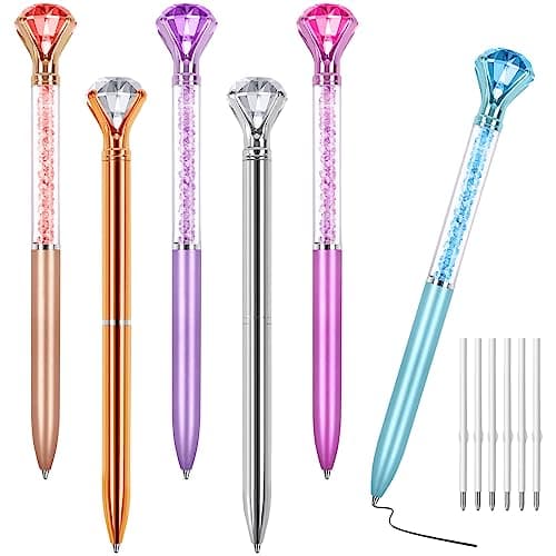 6 Diamond Pens with Crystal Top, Black Ink Refill for Office Use
| 6 Diamond Pens with Crystal Top, Black Ink Refill Su