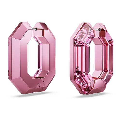 Swarovski Lucent Small Hoop Earrings - Pink Octagon-Shaped Crystals | elegance, party events | Women, Jewelry Lovers | R