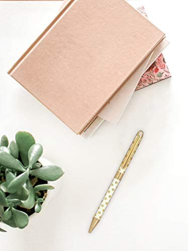 Kate Spade New York Black Ink Ballpoint Pen with Stylus Tip and Storage Pouch for Professionals and Students on the Go
