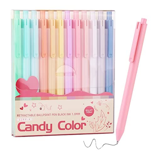 WY WENYUAN Comfortable Pastel Retractable 12-Pcs Ballpoint Pens for Women Office Gift
| WY WENYUAN Black Ink Medium Poi