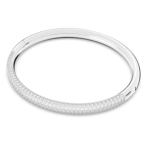 Swarovski Stone Bangle Bracelet Collection for Women, Clear Crystals, Pink Crystals, Elegant Fashion Accessory for Nigh