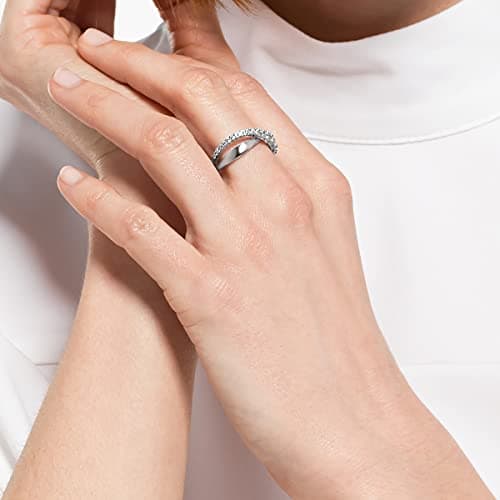 Swarovski Twist Crystal Ring Jewelry Collection for Women, Casual Occasions, Sparkling Crystal Design, 18K Rhodium Fini