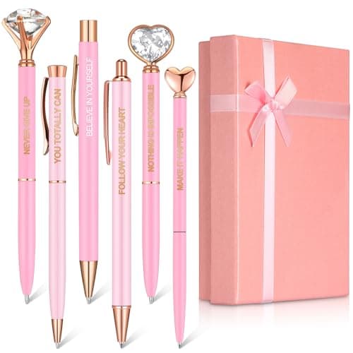 Yeaqee Blue Diamond Ballpoint Pen Set for Women Gift 2025 Crystal Motivational Office Supplies with Gift Box Nurse Teach
