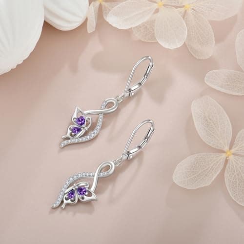 YIFSIY Butterfly Earrings 925 Sterling Silver Leverback Infinity Dangle Jewelry for Women Gifts for Her Party Occasions