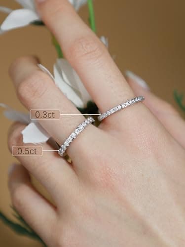 SilverNana Moissanite Wedding Band, 925 Sterling Silver Stackable Eternity Rings for Women Size 4-10
SilverNana Moissani