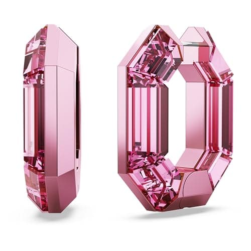 Swarovski Lucent Small Hoop Earrings - Pink Octagon-Shaped Crystals | elegance, party events | Women, Jewelry Lovers | R