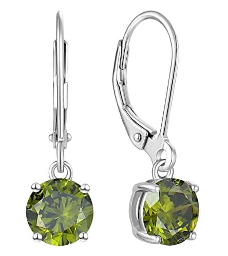 YL Women's Solitaire Dangle Drop 925 Sterling Silver Birthstone Jewelry
| YL Women's 925 Sterling Silver Round Leverbac