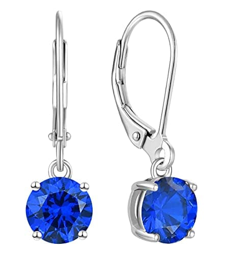 YL Women's Solitaire Dangle Drop 925 Sterling Silver Birthstone Jewelry
| YL Women's 925 Sterling Silver Round Leverbac