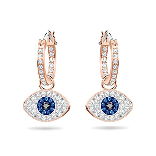 Swarovski Women's Symbolica Evil Eye Hoop Pierced Earrings: Multi-colored, Rose-gold Tone Finished, Trendy Jewelry for E