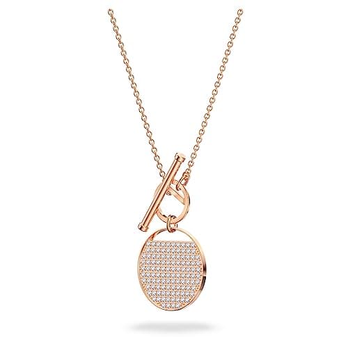 Swarovski Ginger T Bar Necklace - Rose Gold Tone Finish for Women - Night Out - Sparkling Clear Crystals - 18inch Chain