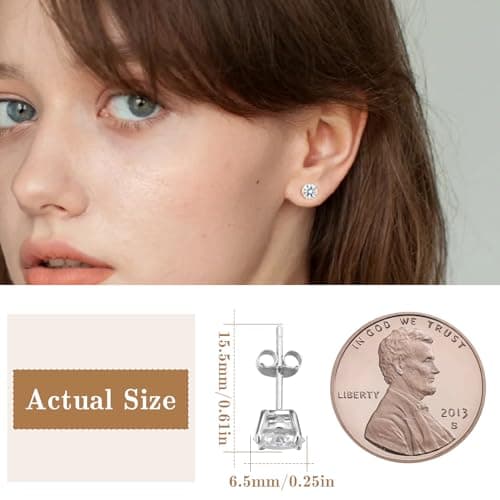 Saintda Moissanite Stud Earrings for Women Lab Created Diamond Solitaire Gold Vermeil Jewelry Gift