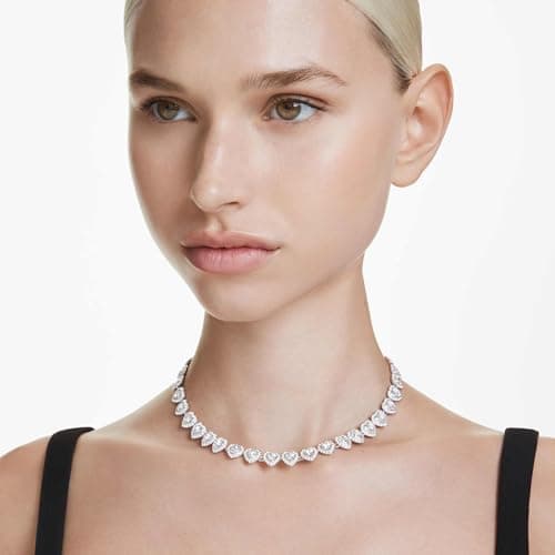 Swarovski Ariana Grande Heart All-Around Tennis Style Crystal Necklace - Glamorous Accents for Versatile Style