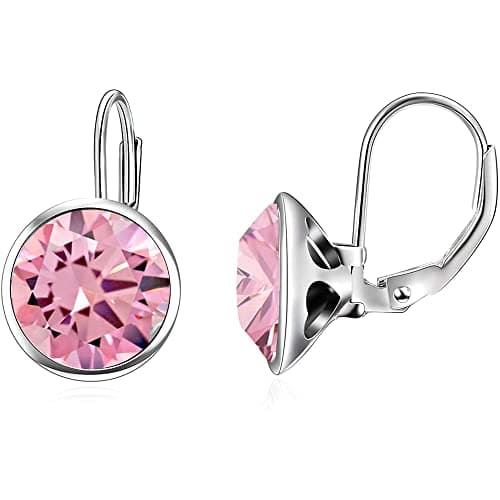 AOBOCO Sterling Silver Bella Earrings for Women, Hypoallergenic Pierced Leverback Cushion Cut Crystal Gifts