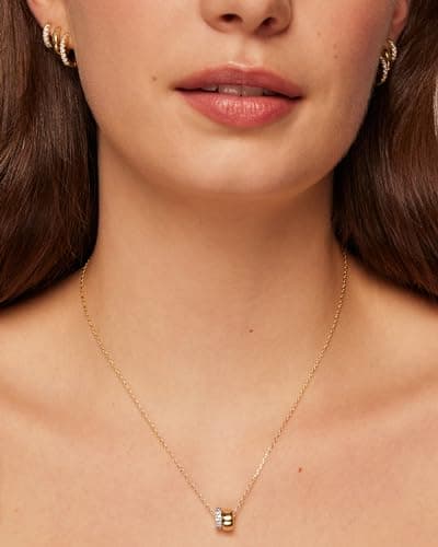 PAVOI 14K Gold Plated Cubic Zirconia Rondelle Pendant Necklace for Women | Elegant Two-Toned Dainty CZ Necklaces