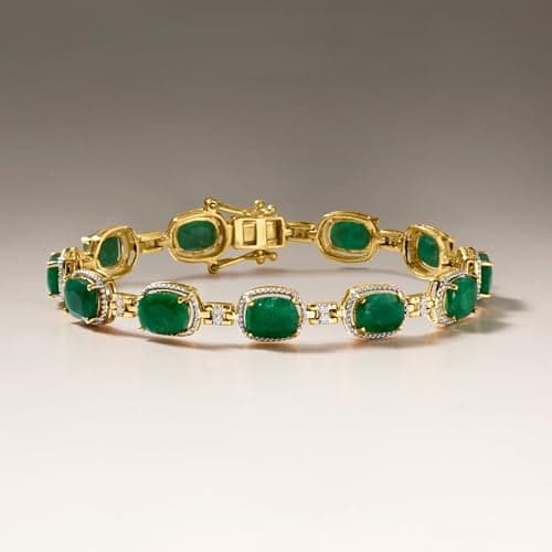 Ross-Simons 1|00 ct. t.w. Emerald and .21 ct. t.w. Diamond Bracelet for Women in 18kt Gold Over Sterling
| Ross-Simons