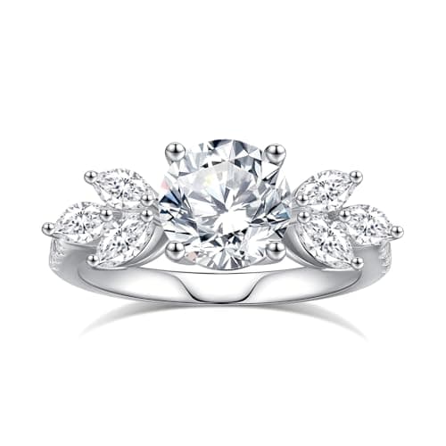 DAKKXN Moissanite Engagement Rings for Women: Round Cut VVS1 D Color Moissanite Ring, Perfect for Everyday Wear and Wedd