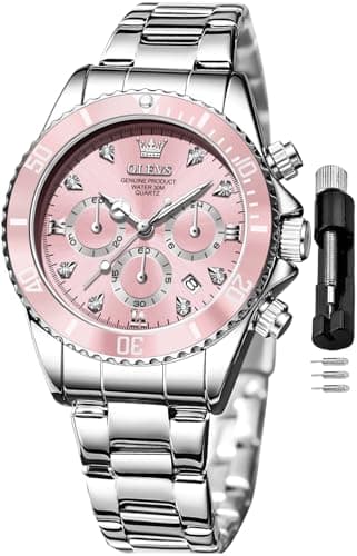 Luxury OLEVS Women's Fashion Rose Gold Diamond Analog Quartz Watches for Women
| OLEVS Women's Stainless Steel Luminous