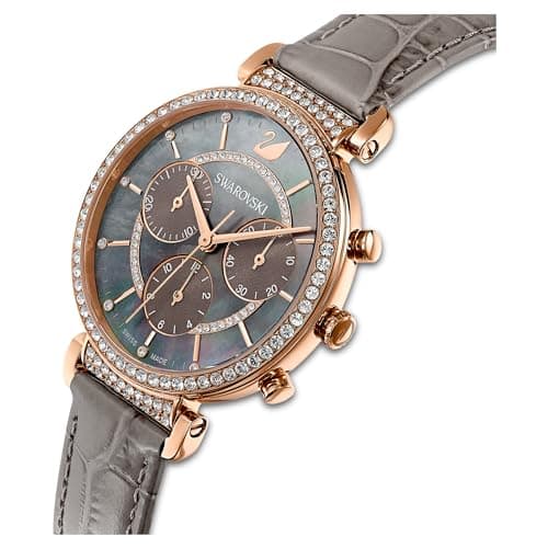 Swarovski Passage Chrono Crystal Watch Collection for Men Casual Wear Features Crystal Dial Leather Strap