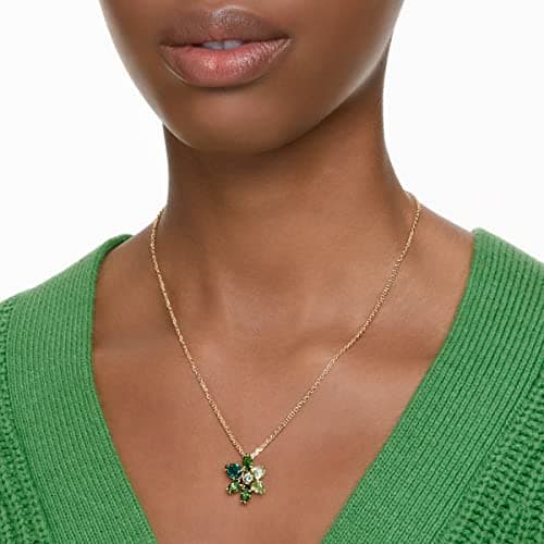 Swarovski Gema Flower Pendant Necklace for Women Special Occasions Sparkling Crystal Pendant Necklace 18K Gold Vermeil S