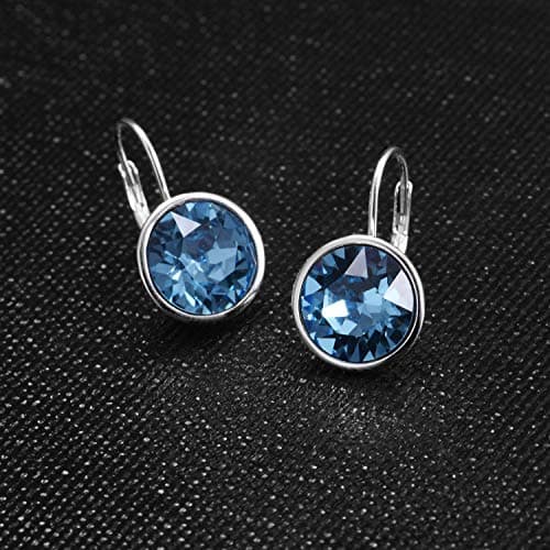 AOBOCO Sterling Silver Bella Earrings for Women, Hypoallergenic Pierced Leverback Cushion Cut Crystal Gifts