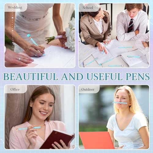 Yeaqee Blue Diamond Ballpoint Pen Set for Women Gift 2025 Crystal Motivational Office Supplies with Gift Box Nurse Teach