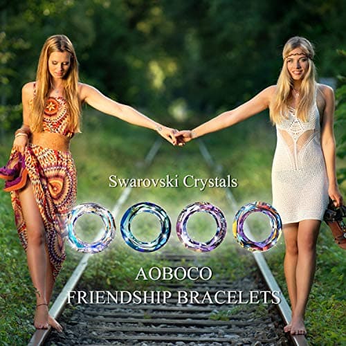AOBOCO S925 Sterling Silver Crystal Bracelet for Women, Sparkling Circle-round Crystal Gifts for Women