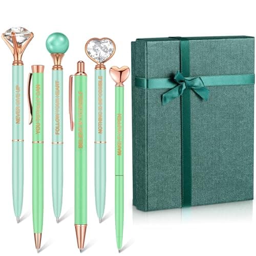 Yeaqee Blue Diamond Ballpoint Pen Set for Women Gift 2025 Crystal Motivational Office Supplies with Gift Box Nurse Teach