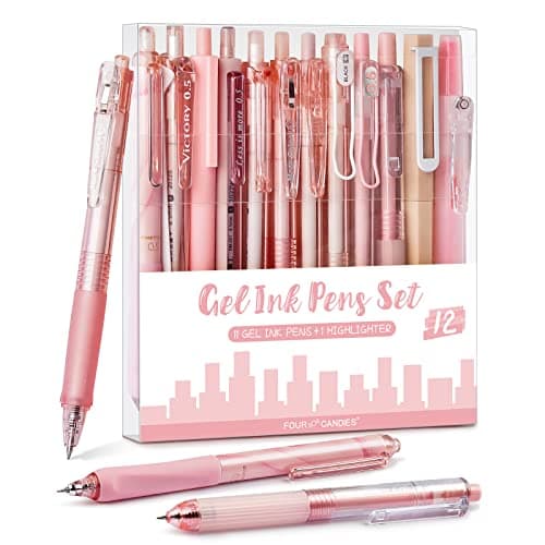 Four Candies Rose Series Gel Pens with Black & Pink Ink for Women Back to School Aesthetic Desk Accessories
| Four Cand