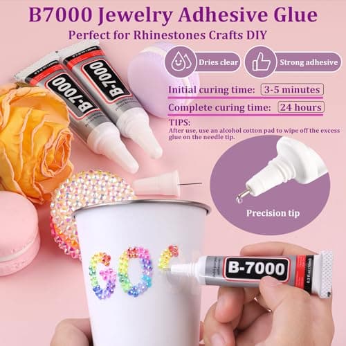 18000 Pcs Resin Jelly Rhinestones for Crafting Multicolor 3mm Flatback Rainbow Gems DIY Jewelry
| 3Pcs 10ml B7000 Jewel
