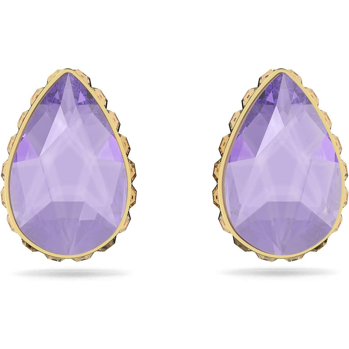 Swarovski Chroma Reversible Stud Earrings for Women, Lilac Drop Cut Crystal in a Gold Tone Finish Setting, Perfect for E